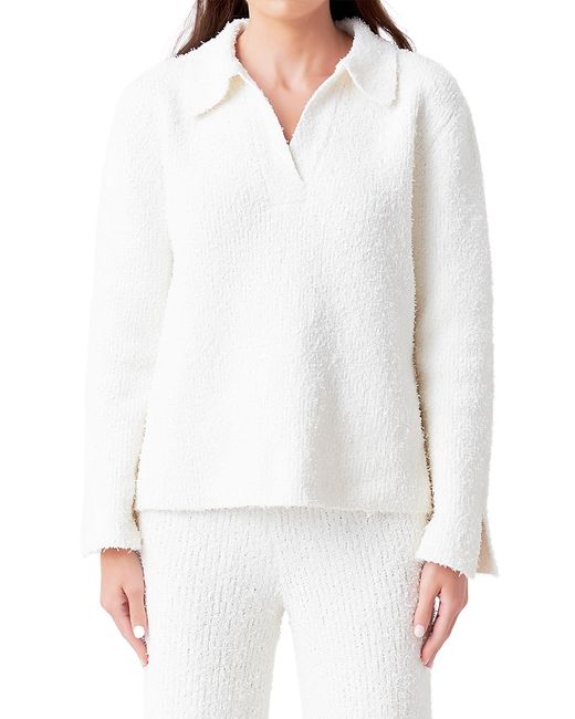 Endless Rose Textured Fuzzy Collared Sweater
