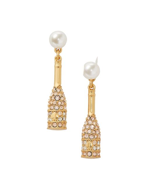 Kate Spade New York Celebration Gold-Plated Cubic Zirconia Faux Pearl Charm Drop Earrings