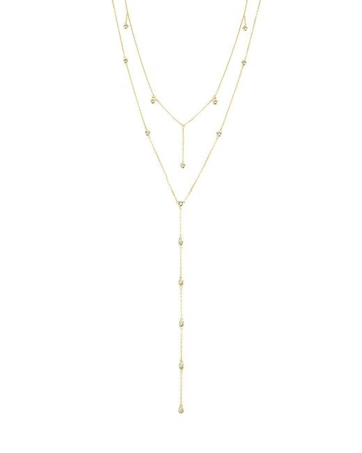 Shashi Diamond Dangle 14K--Plated Cubic Zirconia Lariat Necklace