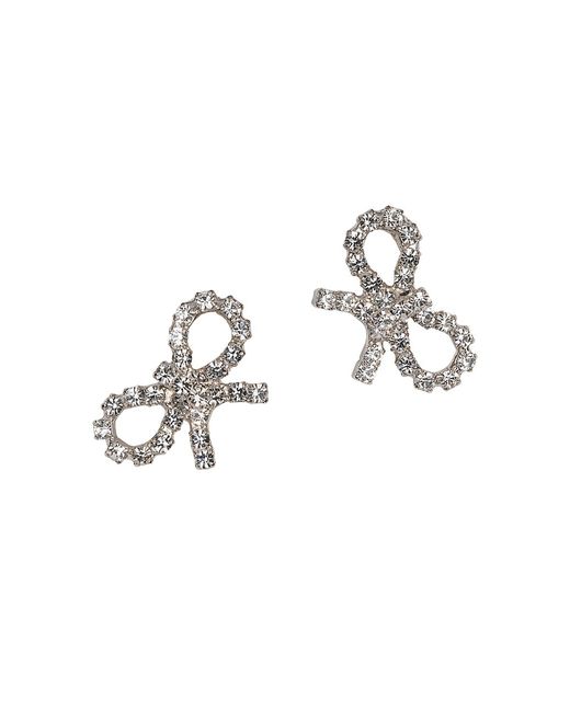 Jennifer Behr Rhodium-Plated Glass Bow Stud Earrings