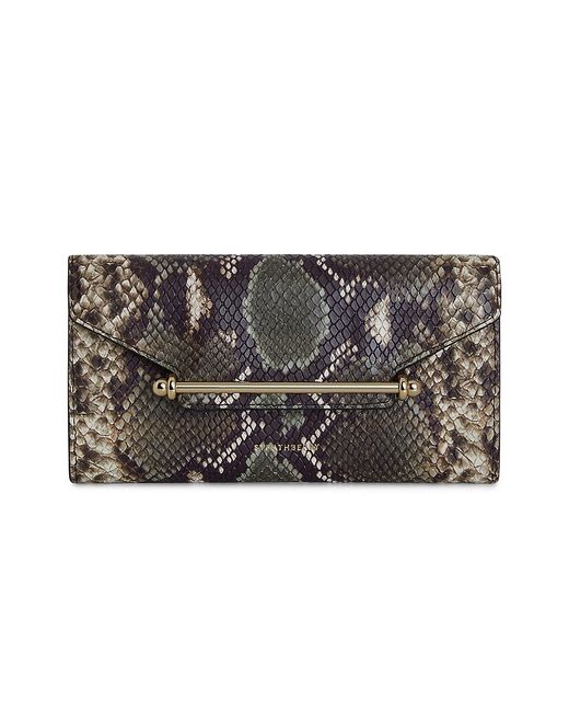 Strathberry Multrees Snake-Embossed Chain Wallet