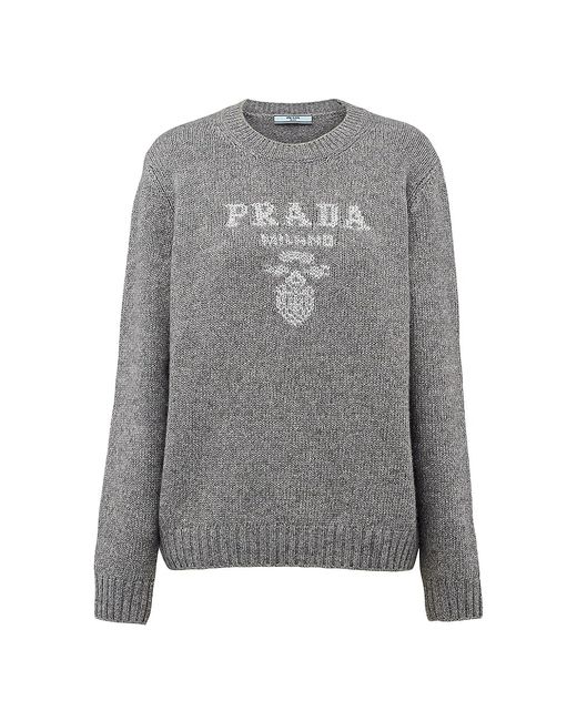 Prada Wool Cashmere And Lamé Crew-neck Sweater