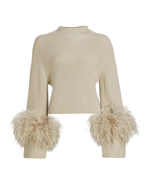 Lapointe Rib-Knit Feather-Trimmed Sweater
