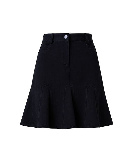 Akris Punto Pleated A-Line Denim Skirt