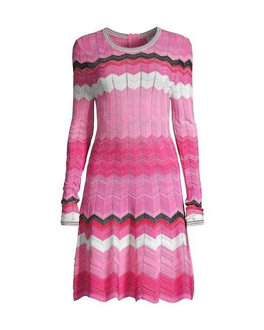 Milly Knit Long-Sleeve Zigzag Dress