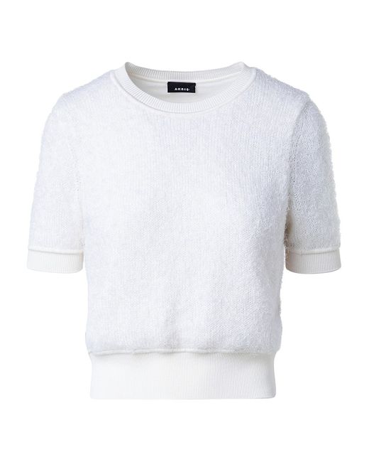 Akris Cashmere-Blend Short-Sleeve Cropped Sweater