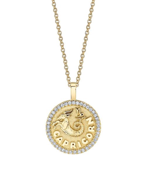 Anita Ko 18K Gold Diamond Sagittarius Coin Pendant Necklace