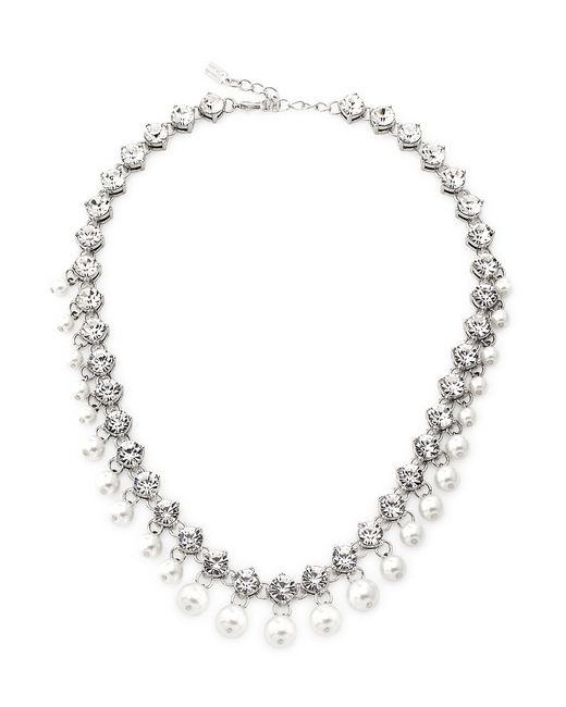 Kenneth Jay Lane Imitation Pearl Crystal Statement Necklace