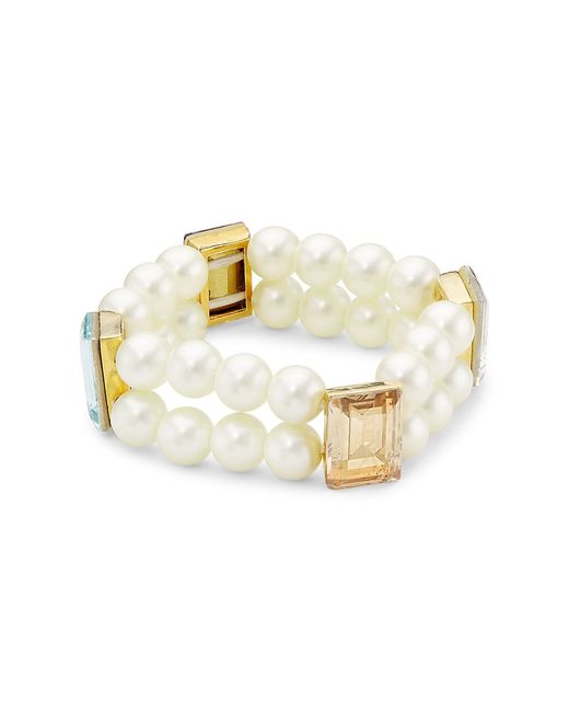 Kenneth Jay Lane Gold-Plated Faux Crystal Glass Bracelet