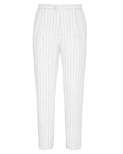 Brunello Cucinelli Stripe Leisure Fit Trousers With Pleat