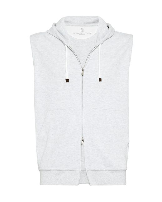 Brunello Cucinelli Techno French Terry Sleeveless Sweatshirt With Zipper And Hood