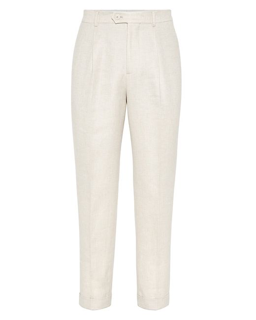 Brunello Cucinelli Wool And Silk Diagonal Leisure Fit Trousers With Pleat