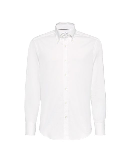 Brunello Cucinelli Twill Slim Fit Shirt With Button Down Collar