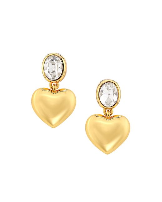 Kenneth Jay Lane Goldtone Crystal Heart Drop Earrings