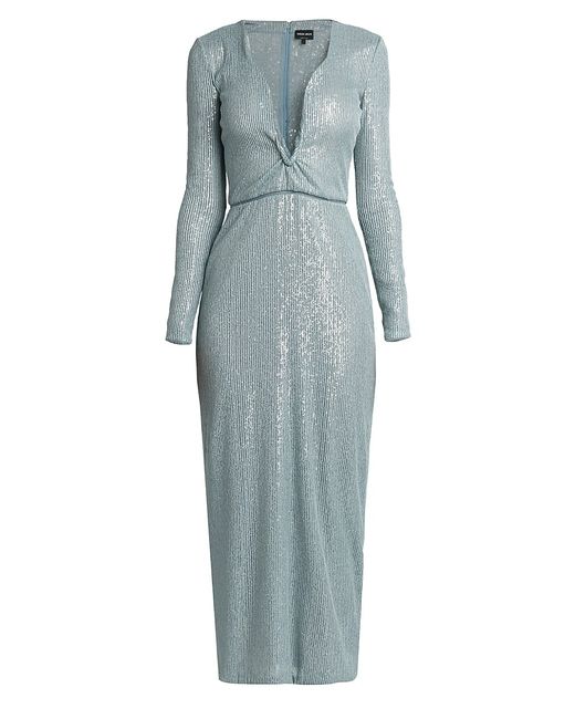 Giorgio Armani Sequined Long-Sleeve Midi Dress