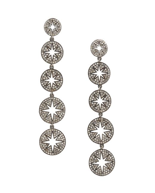 Nina Gilin Sterling 6.06 TCW Champagne Diamond Cut-Out Drop Earrings