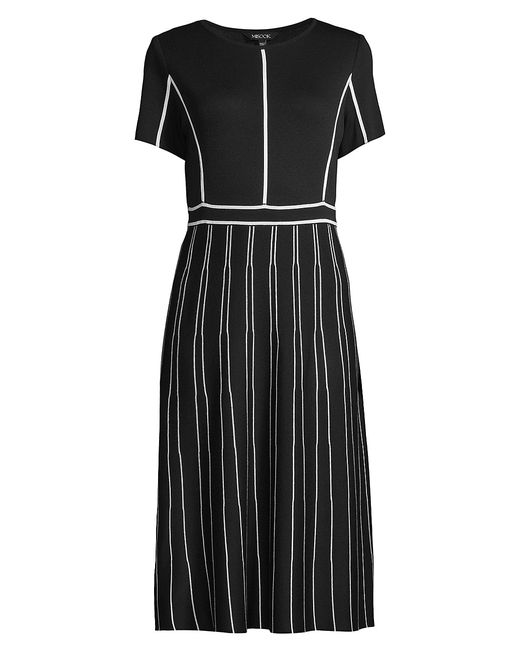 Misook Contrast Striped Midi-Dress