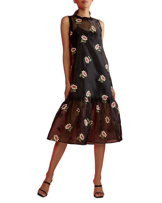 Cynthia Rowley Floral Organza Midi-Dress