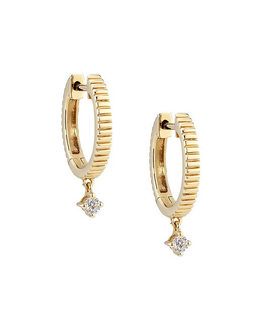Saks Fifth Avenue Collection 14K 0.10 TCW Diamond Huggie Hoop Earrings