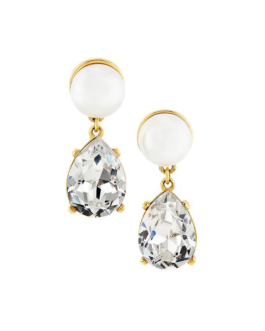 Kenneth Jay Lane Goldtone Imitation Pearl Glass Crystal Drop Earrings