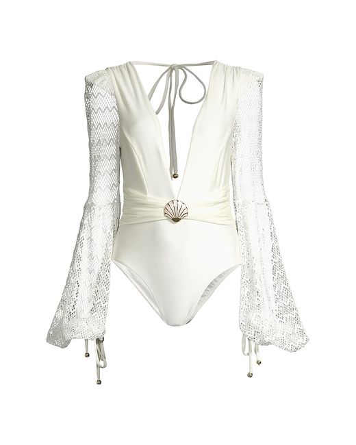 Patbo Lace Long-Sleeve One-Piece Swimsuit