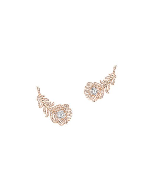 Boucheron Plume De Paon 18K Gold 0.23 TCW Diamond Earrings