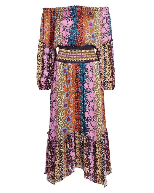 Ramy Brook Danna Floral Off-the-Shoulder Midi-Dress