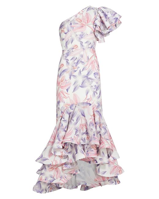 No Pise La Grama Corocora Ruffled Floral One-Shoulder Maxi Dress