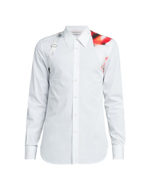 Alexander McQueen Printed Harness Cotton Button-Front Shirt