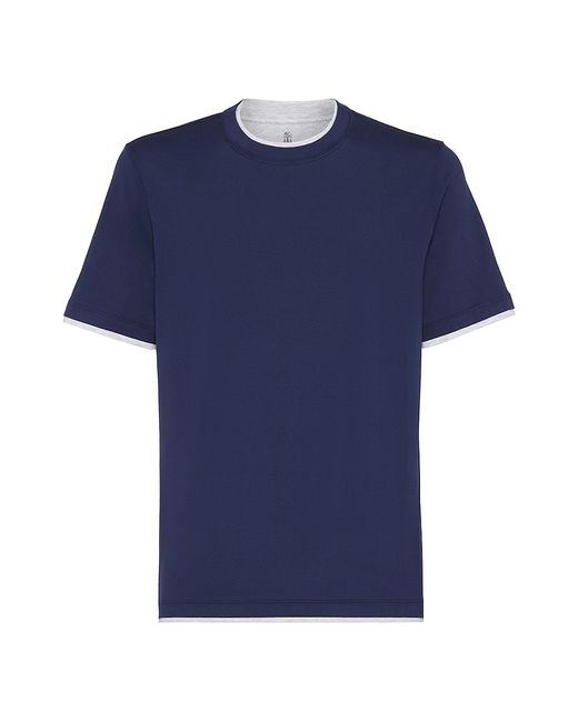 Brunello Cucinelli Jersey Crew Neck T-Shirt With Faux Layering