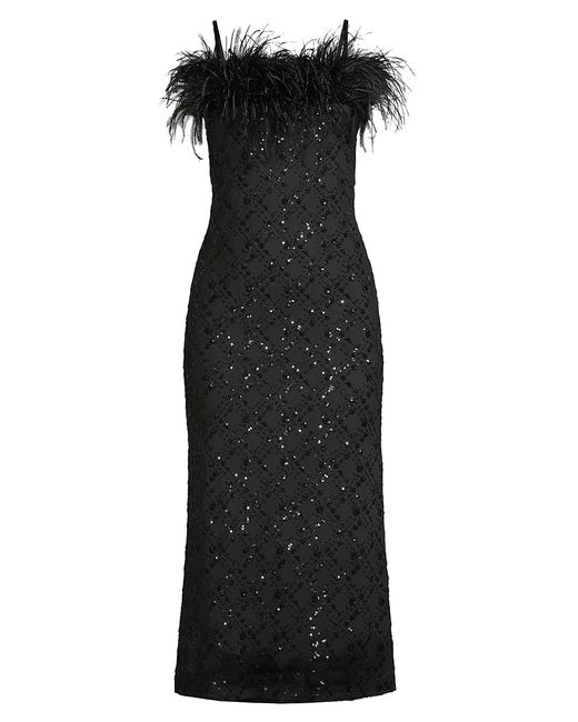Likely Lucca Beaded Feather-Embellished Midi-Dress