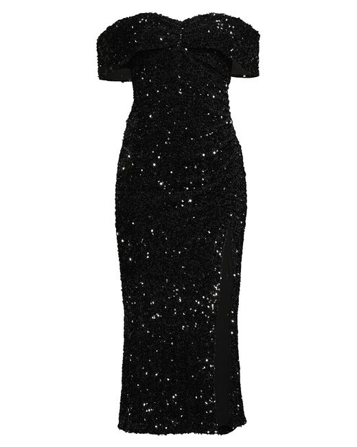 Likely Ronan Off-the-Shoulder Sequined Midi-Dress