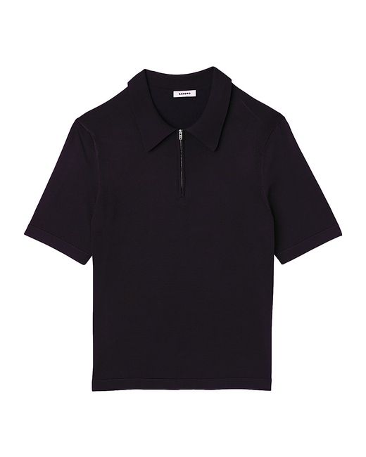 Sandro Knitted Polo Shirt With Zip Collar