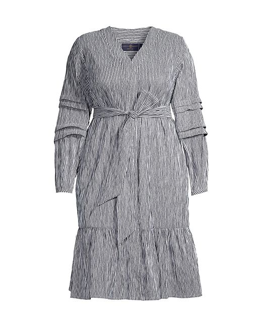 Gabriella Rossetti Claudia Seersucker Belted Midi-Dress