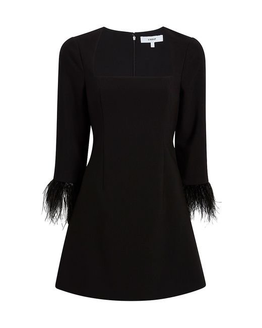 Likely Cher Square-Neck Feather Minidress