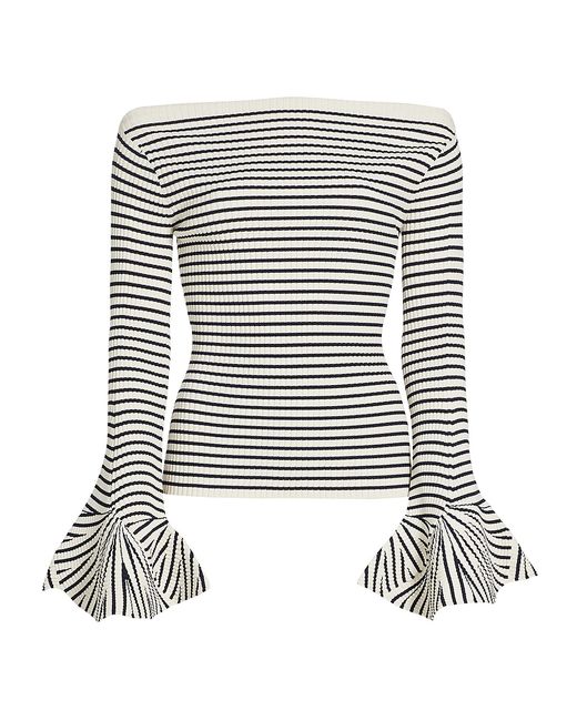 A.L.C. Aster Striped Bell-Sleeve Top