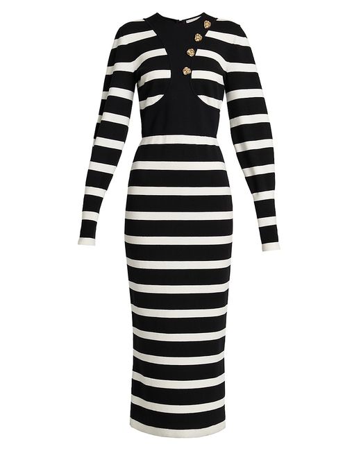 Alexander McQueen Striped Blend Harness Midi-Dress