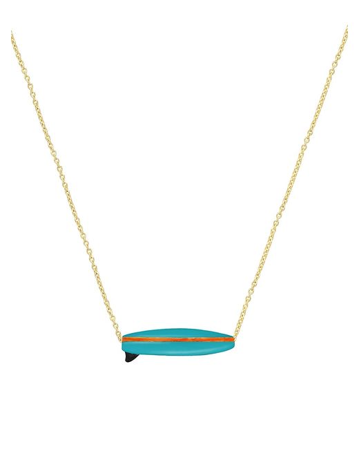 Aliita Mar Sol Y Arena Goldtone Turquoise Coral Surfboard Pendant Necklace