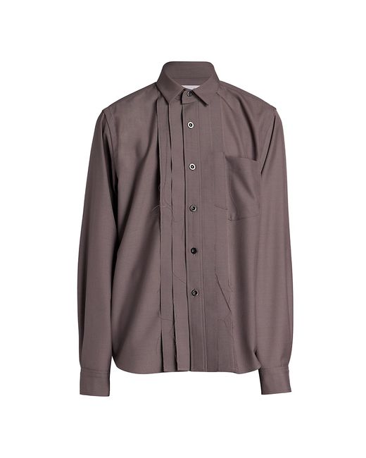 Sacai Pleated Long-Sleeve Button-Up Shirt
