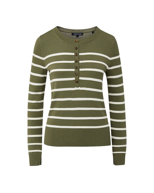 Veronica Beard Dianora Striped Knit Henley Top
