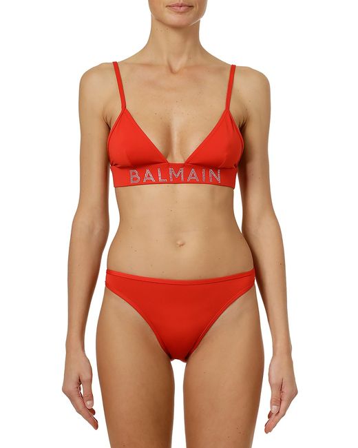 Balmain Logo Triangle Bikini Top