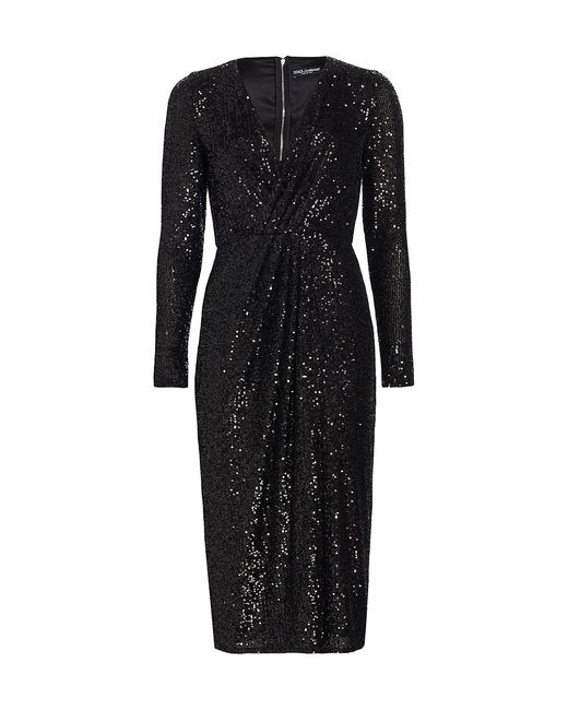 Dolce & Gabbana Sequined Long-Sleeve Midi-Dress