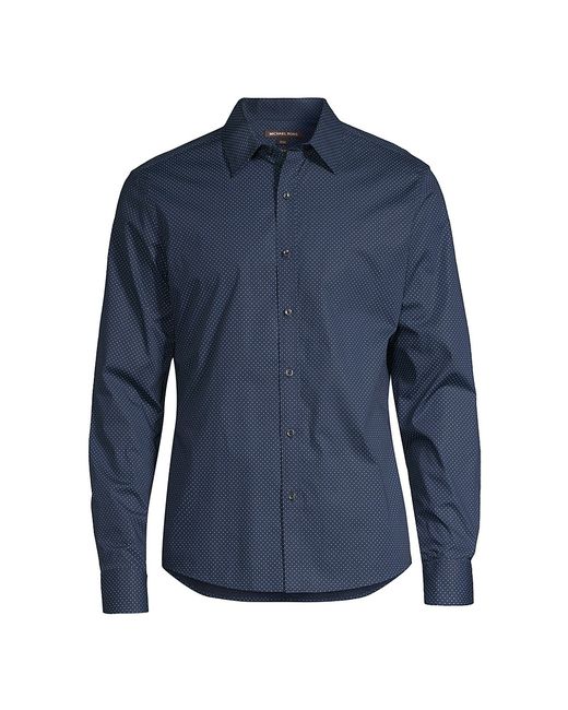 Michael Kors Pin-Dot Button-Front Slim-Fit Shirt