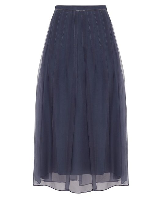 Brunello Cucinelli Crispy Pleated Midi Skirt