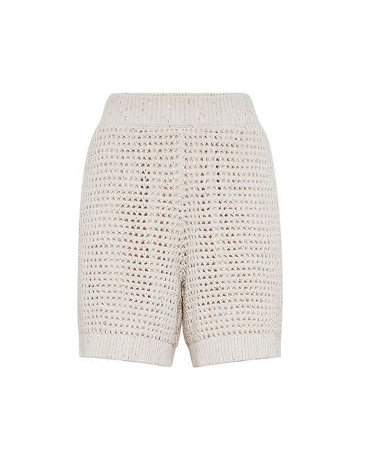 Brunello Cucinelli Cotton Dazzling Net Knit Shorts