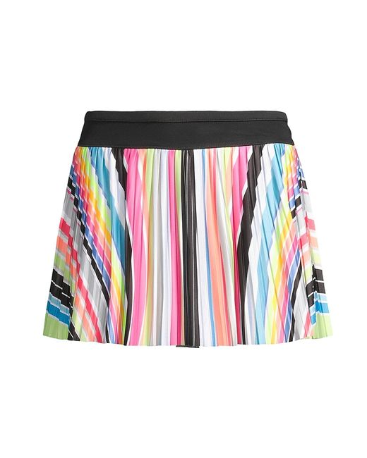 Lucky in Love Novelty Print Spectrum Striped Pleated Miniskirt