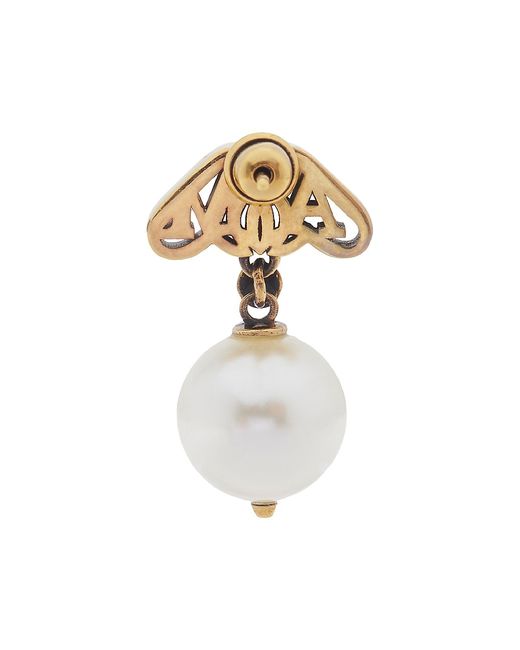 Alexander McQueen Seal Goldtone Imitation Pearl Logo Drop Earrings