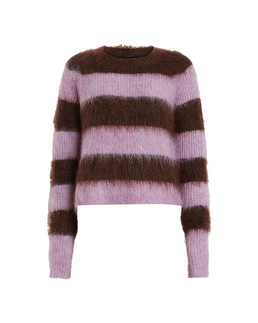 AllSaints Lou Stripe Brushed Mohair-Blend Sweater
