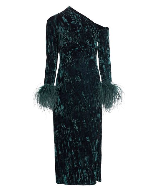 16Arlington Adelaide Feather-Cuff Midi-Dress
