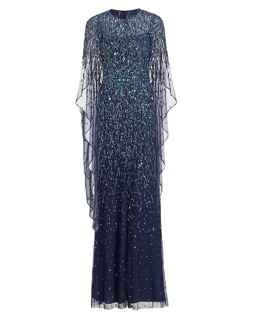 Jenny Packham Delphine Tulle Cape-Sleeve Gown
